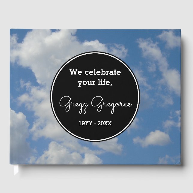 Simple Cloudy Sky Beileid Guestbook Gästebuch (Vorderseite)