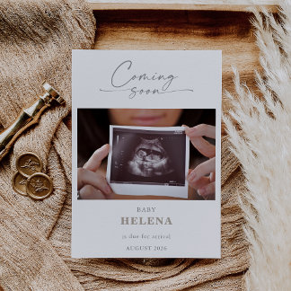 Simple Coming Soon Pregnancy Announcement Card Einladung