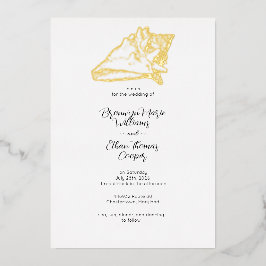 Simple Conch Seashell Sandy Beach Folieneinladung