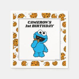 Simple Cookie Monster 1st Birthday Serviette