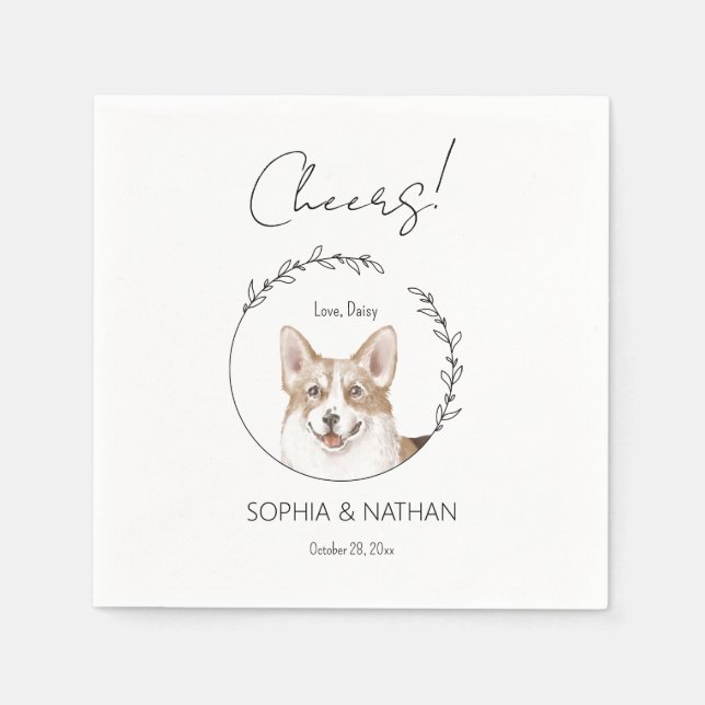 Simple Corgi Dog Wedding Cocktail Napkins Serviette (Vorderseite)