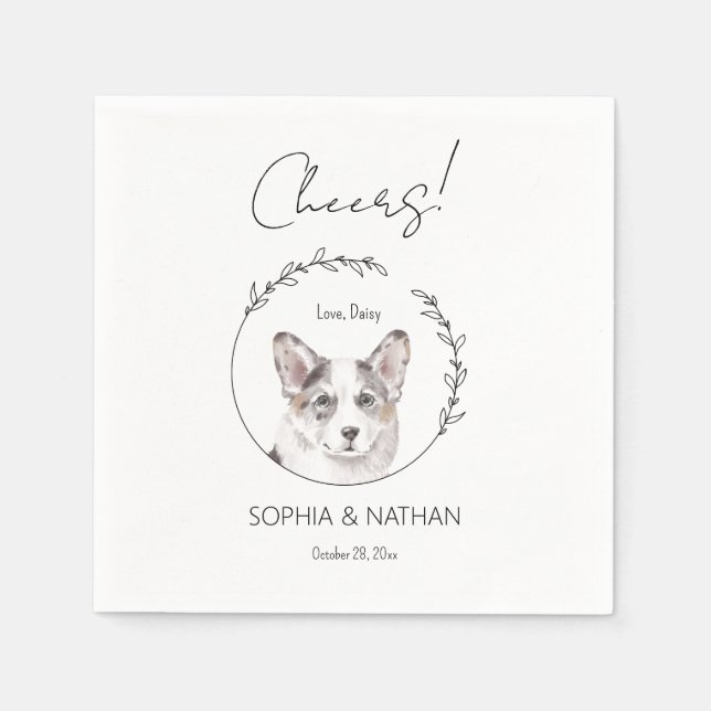 Simple Corgi Dog Wedding Cocktail Napkins Serviette (Vorderseite)