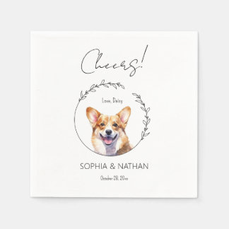 Simple Corgi Dog Wedding Cocktail Napkins Serviette