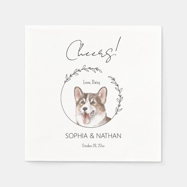Simple Corgi Dog Wedding Cocktail Napkins Serviette (Vorderseite)