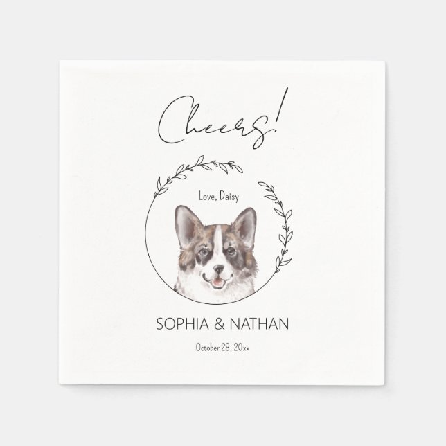 Simple Corgi Dog Wedding Cocktail Napkins Serviette (Vorderseite)