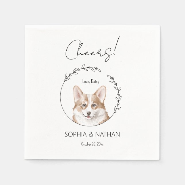 Simple Corgi Dog Wedding Cocktail Napkins Serviette (Vorderseite)