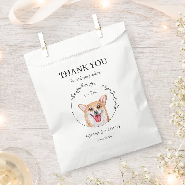 Simple Corgi Dog Wedding Vielen Dank für Ihre Unte Geschenktütchen (Ausgeschnitten)