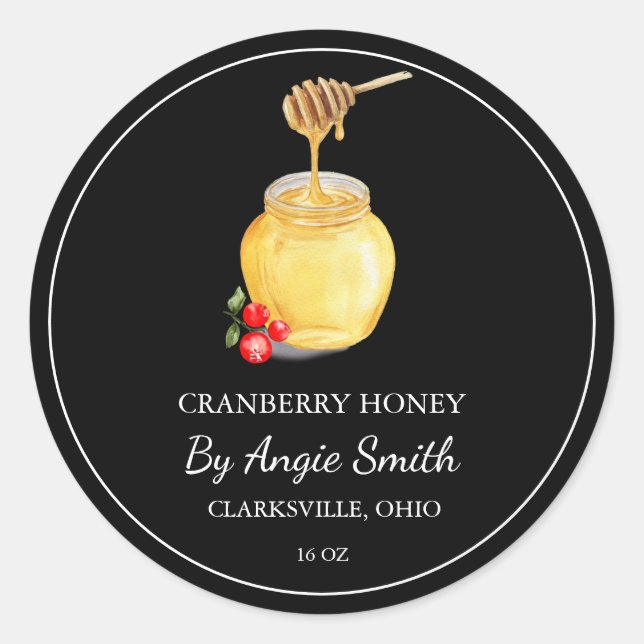Simple Cranberry Infused Honey Label Runder Aufkleber (Vorderseite)