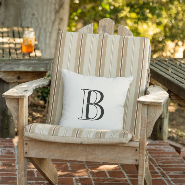 Simple Cream & Black Monogram Cream  Kissen (Stuhl)