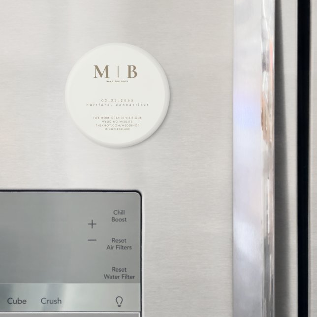 Simple Cream & Gold Monogram Wedding Save the Date Magnet (In Situ (Kühlschrank))