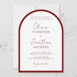 Simple Crimson Red Border Script Wedding Arch Einladung