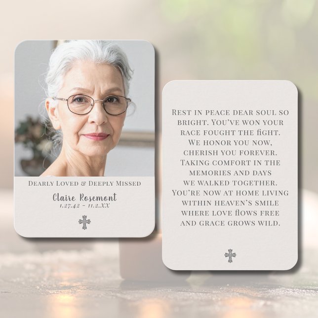 Simple Cross Photo Funeral Prayer Card Visitenkarte (Simple Cross Photo Funeral Prayer Card
)