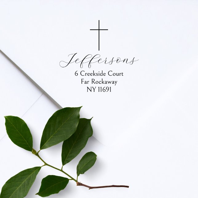 Simple Cross Script Family Return Address Gummistempel (Von Creator hochgeladen)