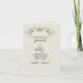 Simple Crown Minimalist Wedding Folded Invitation Einladung