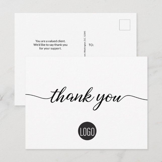 Simple Custom Business Logo Sozialen Vielen Dank Postkarte (Vorne/Hinten)