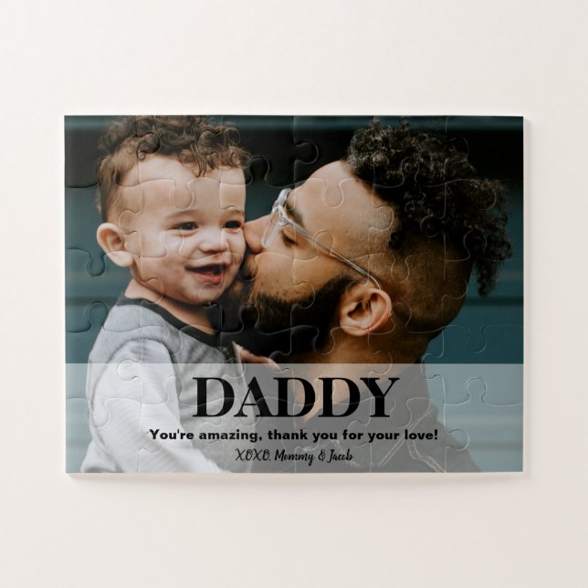 Simple Custom Daddy Foto Väter Tag Puzzle (Horizontal)