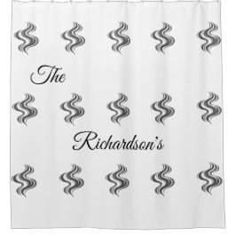 Simple Custom Family Name Black & White  Duschvorhang