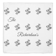 Simple Custom Family Name Black & White DuvetCover