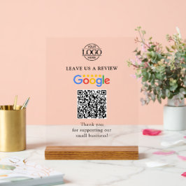 Simple Custom Google Reviews QR Code Business Logo Acrylschild