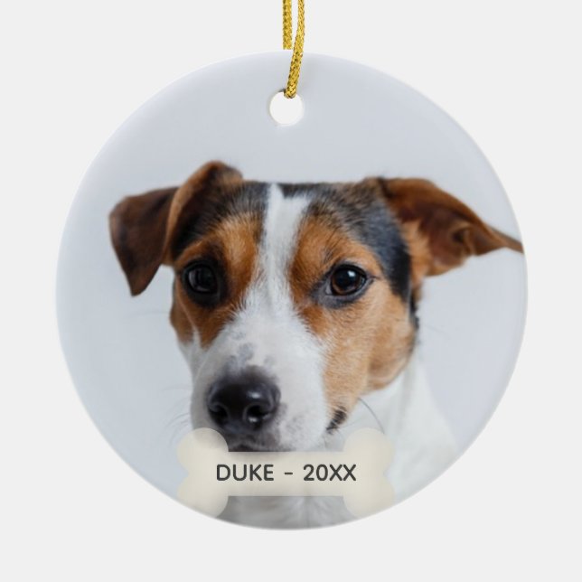 Simple Custom Jack Russell Dog Foto Keramik Ornament (Vorne)