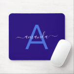 Simple Custom Name & Monogrammed Blue Personalized Mousepad<br><div class="desc">Simple Custom Name & Monogrammed Blue Personalized Mousepad.</div>