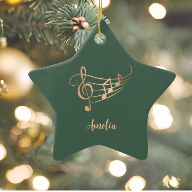 Simple Custom Name Musical Elegant Christmas Keramik Ornament (Von Creator hochgeladen)