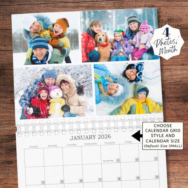 Simple Custom Photo Collage 4 Per Month Kalender (Von Creator hochgeladen)
