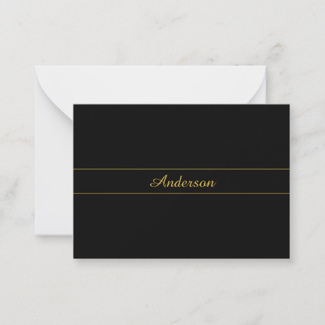 Simple Customizable Gold & Black Text Design  Mitteilungskarte (Vorderseite)