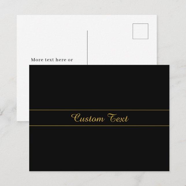 Simple Customizable Gold & Black Text Design  Postkarte (Vorne/Hinten)
