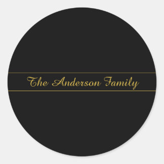 Simple Customizable Gold & Black Text Design  Runder Aufkleber