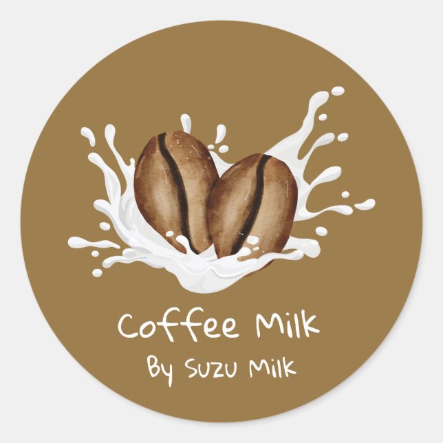 Simple Cute Coffee Milk Label Runder Aufkleber (Vorderseite)
