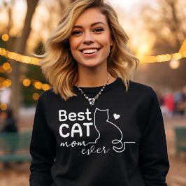 Simple Cute Funny Black and White Cat Lover Mom T-Shirt