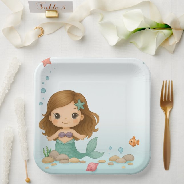 Simple cute little mermaid pappteller (Hochzeit)