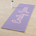Simple Cute Pink and Purple Script Personalized Yogamatte<br><div class="desc">This personalized yoga mat features a lavender purple background paired with soft pink script lettering for a playful, modern look. Designed to add personality to home workouts, yoga sessions, and studio classes while making it easy to spot your mat. A fun and thoughtful option for anyone who loves movement, wellness,...</div>