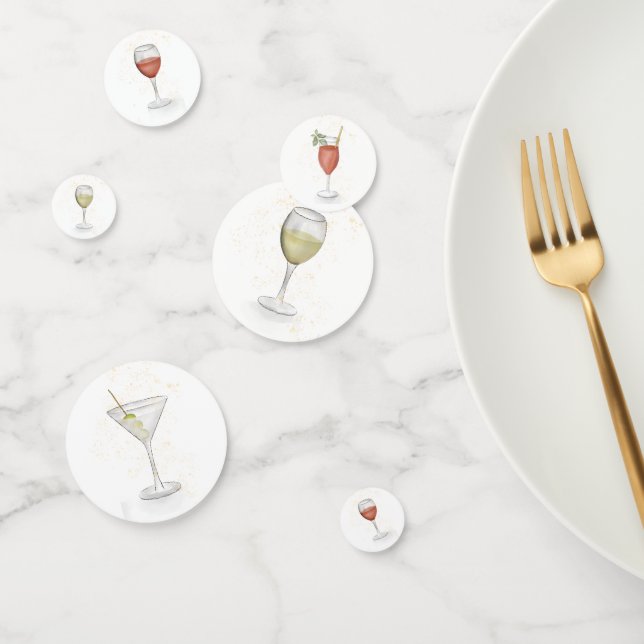 Simple Cute Watercolor Whimsical Cocktails Drinks  Konfetti (Gruppe)