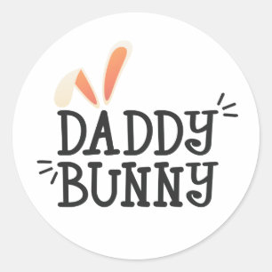 Simple Daddy Bunny Ostertypograph   SIEGEL Runder Aufkleber