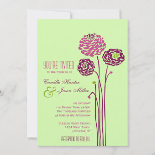 Simple Dahlia - Grüne und Lila Hochzeit Einladung