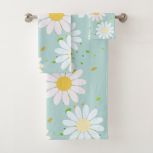 Simple Daisy Blume Floral Pattern trendy Girly Badhandtuch Set
