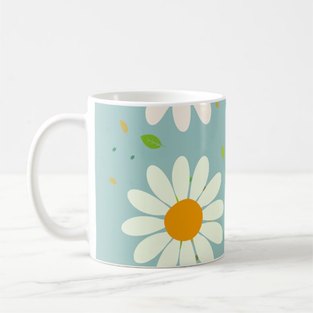 Simple Daisy Blume Floral Pattern trendy Girly Kaffeetasse (Links)
