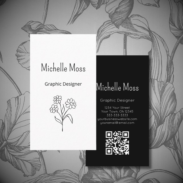 Simple Daisy QR code Floral Graphic Designer  Visitenkarte (Von Creator hochgeladen)