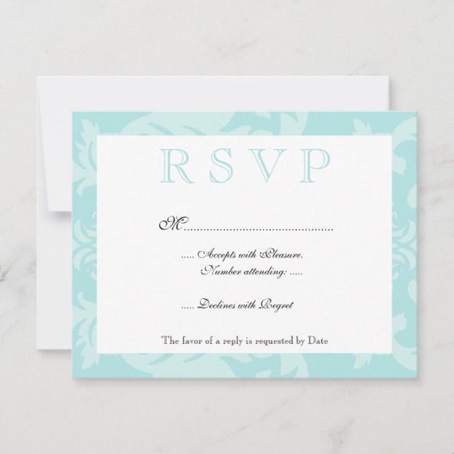 Simple Damask Robin's Egg Blue UAWG RSVP Karte (Vorderseite)