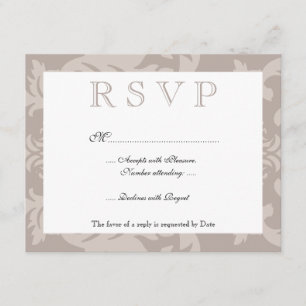 Simple Damask Taupe UAWG RSVP Karte