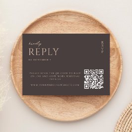 Simple Dark Brown Modern Chic Wedding RSVP Karte