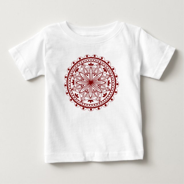 Simple Deep Red Mandala Baby T-shirt (Vorderseite)