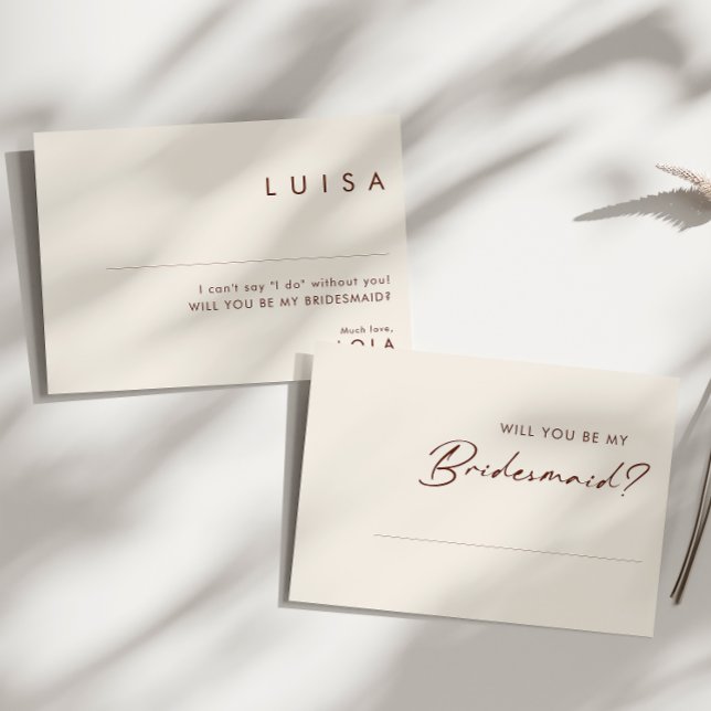 Simple Desk White Bridesmaid Vorschlagskarte Einladung (Von Creator hochgeladen)