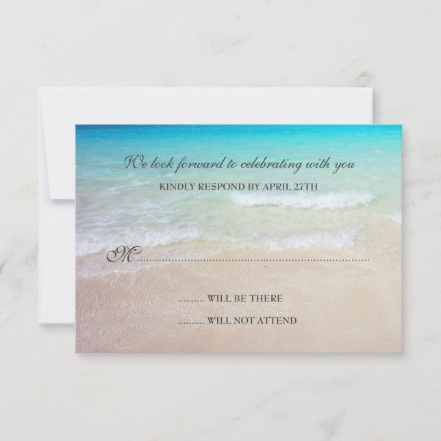 Simple Destination Beach Hochzeitkarten RSVP Karte (Vorderseite)