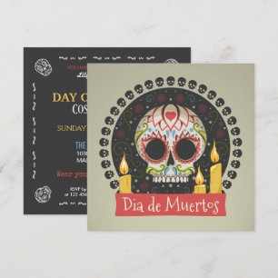 Simple Dia de Muertos Skull und Kerzen Einladungs- Einladung