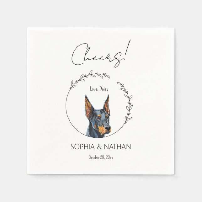 Simple Doberman Pinscher Dog Wedding Cocktail Serviette (Vorderseite)