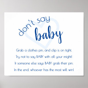 Simple Dont Say Baby Blauer Duschgel Poster