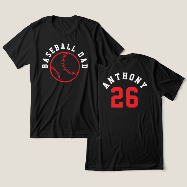 Simple Double-Sided Baseball Parent Kid Name Tri-Blend Shirt (Design vorne & hinten)